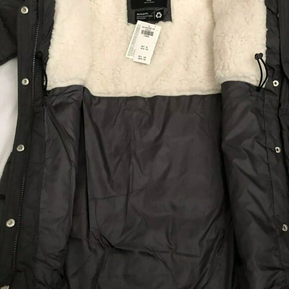 NWT Hollister Sherpa Lined Puffer Parka Jacket Size XS Gray Fur Hood Coat - Picture 8 of 14